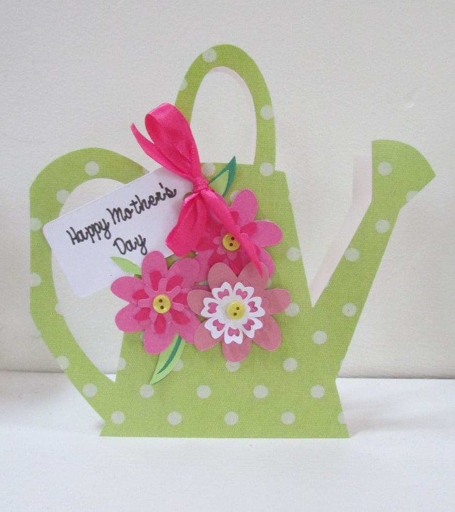 Floral Watering Can Mothers Day Card