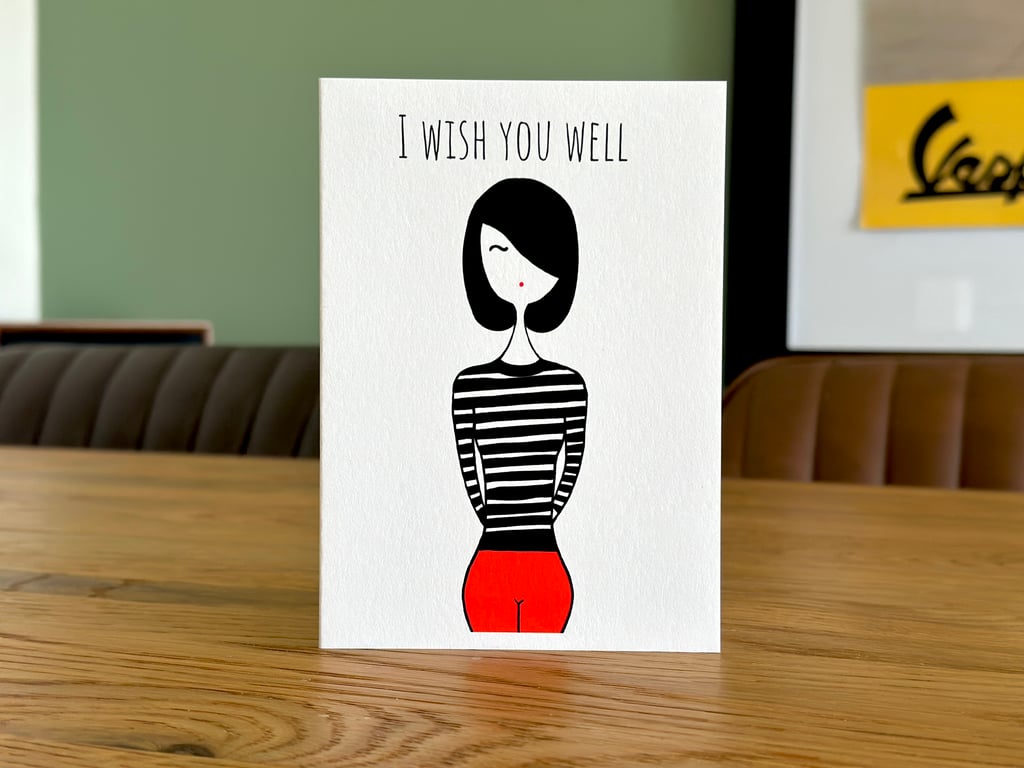 I Wish You Well Greeting Card 1960s Mod Girl Subculture Beatnik
