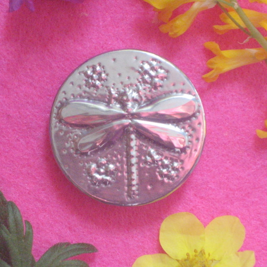 Handmade pewter dragonfly brooch