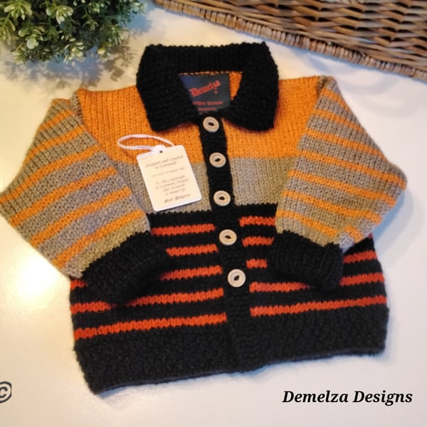 Baby Boy's Soft Cosy Hand Knitted Cardigan 9-18 months size