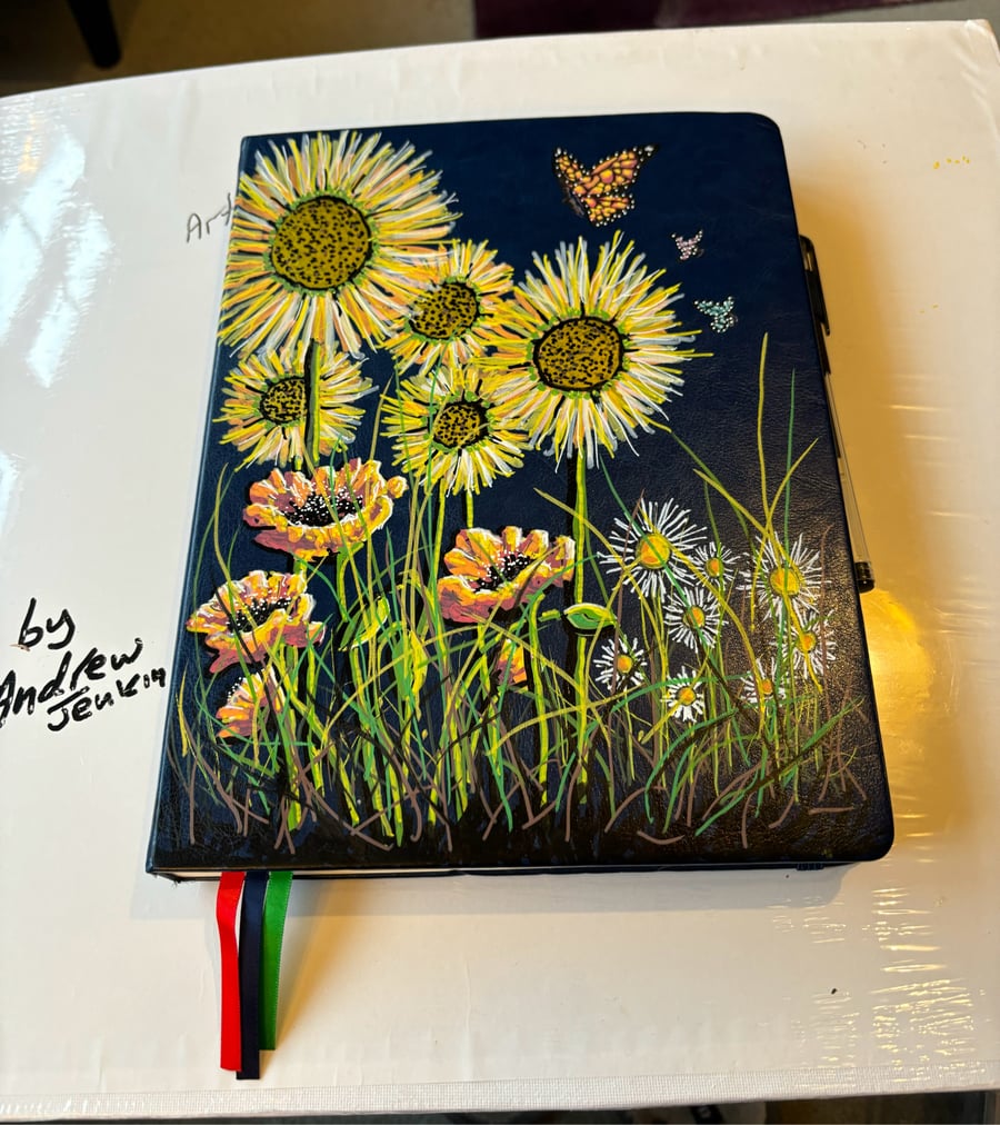 A hand painted and sealed hardback journal by Andrew Jenkins