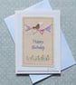 Hand-stitched words, mini bunting and bird with heart - a card to keep! - Image 4