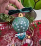 Lily of the valley hand-painted ceramic Christmas bauble 