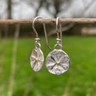 Small sterling silver flower earrings with gold centres