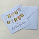 First Class New Year - Card with Gold UK Stamp Bunting - Unique Happy New Year 