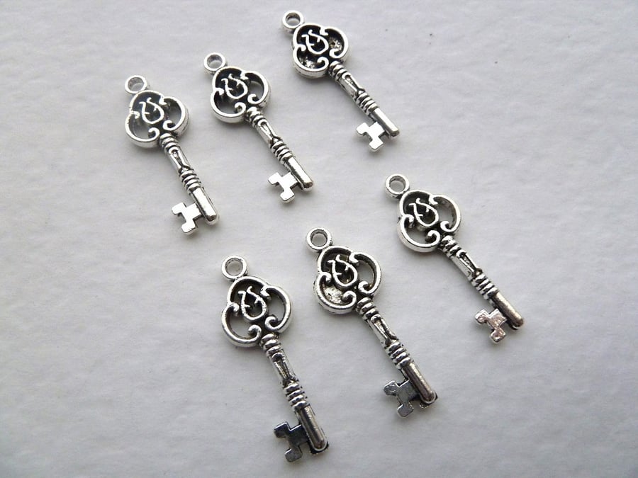 silver key charms