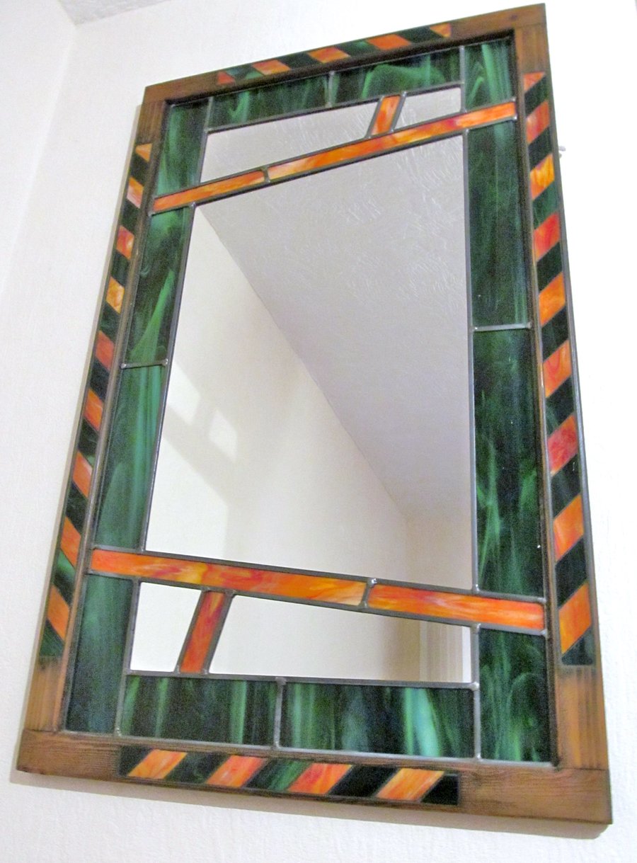 Handmade Stained Glass mirror 