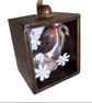 Miniature Robin textile art in wooden drawer box, 3D fabric wall hanging - Image 6