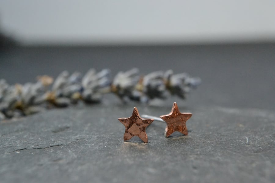 Teeny tiny hammered copper stars
