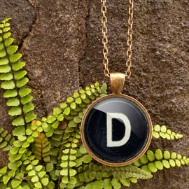 Personalised Initial Alphabet Number Typewriter Key Large Necklace