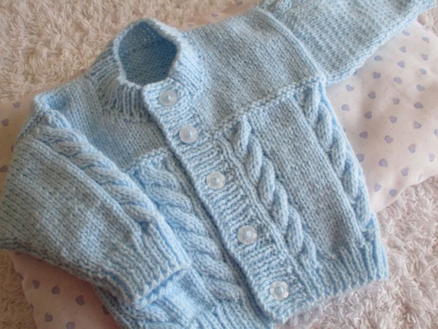 16" Baby Boys Cable Cardigan