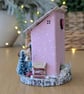 Handmade Wooden Christmas Decoration 'The Pink Cottage'  - Image 4