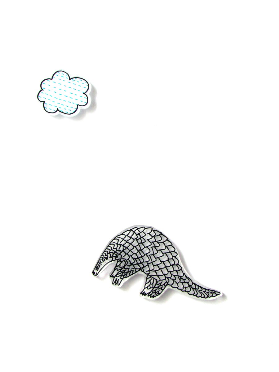 pangolin - handmade blank card