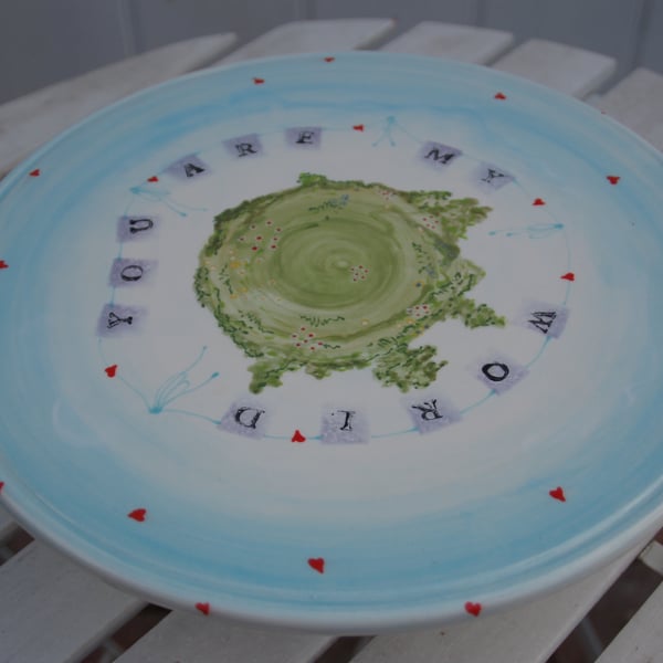 'You are my world' cake stand