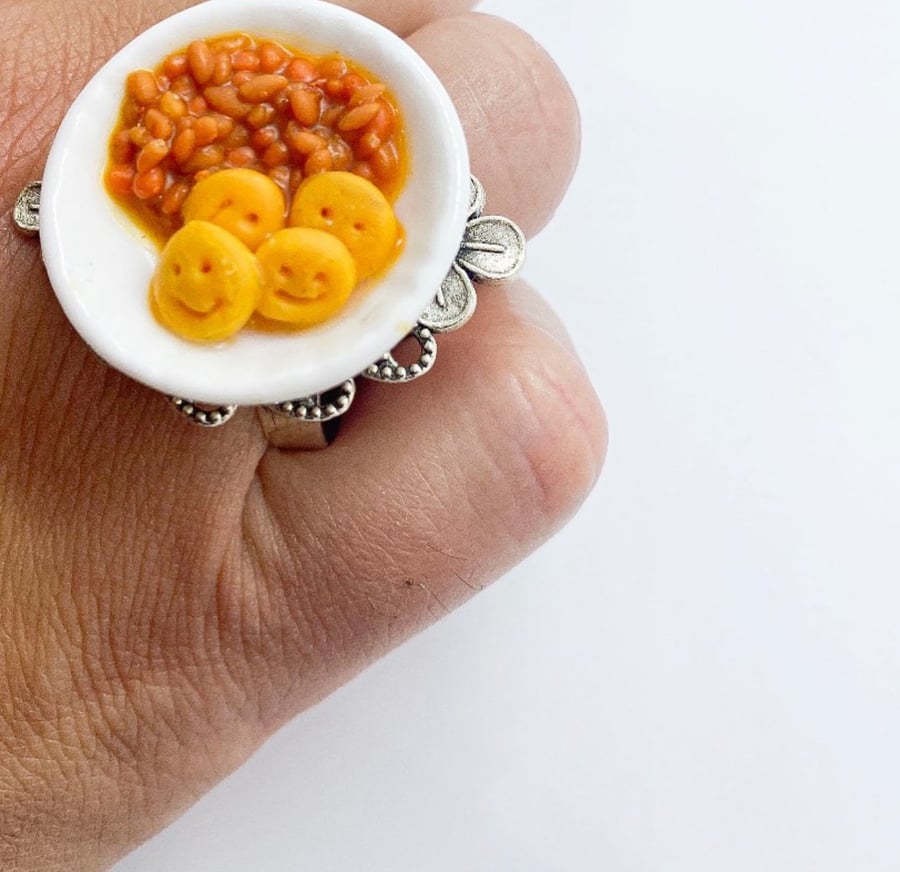 Ring: Quirky and fun Miniature Beans and Smiley Faces Ring