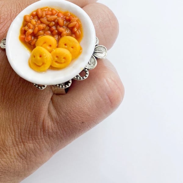 Ring: Quirky and fun Miniature Beans and Smiley Faces Ring