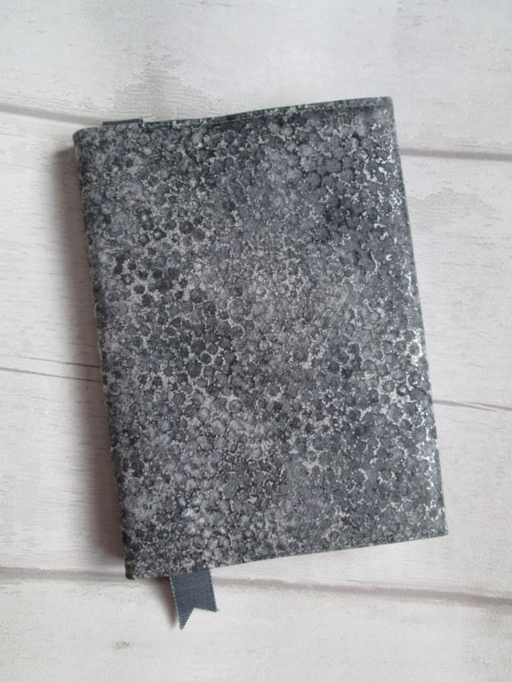 A6 Reusable Notebook Cover - Grey and Silver Shimmer, Silver Notebook
