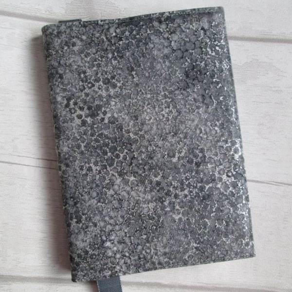A6 Reusable Notebook Cover - Grey and Silver Shimmer, Silver Notebook