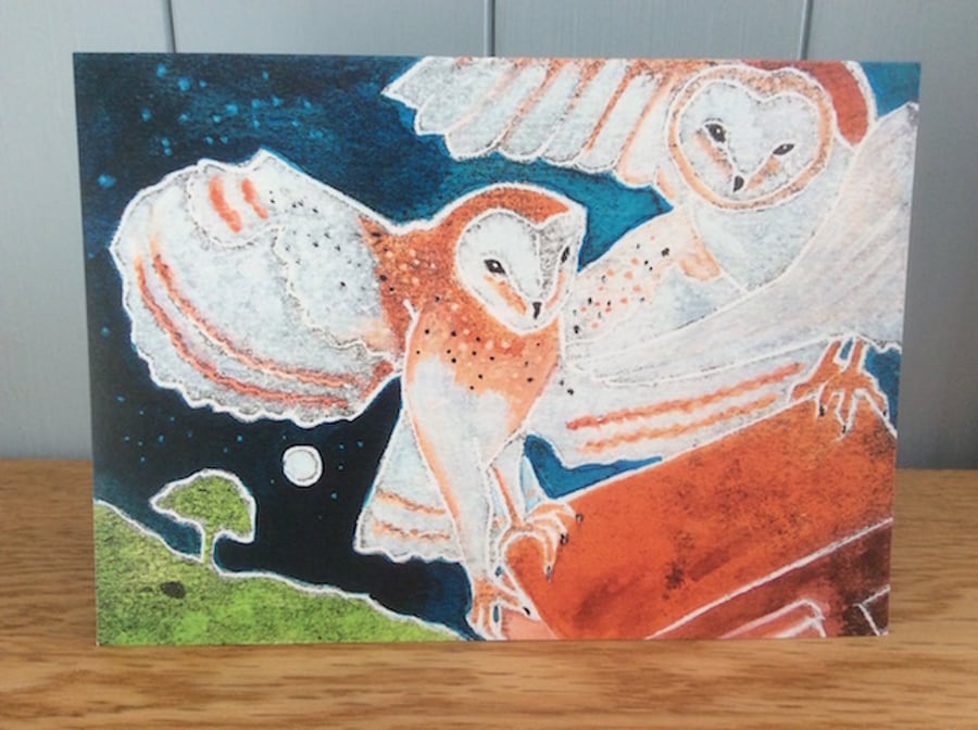 the owls were bearing the farm away - charity greeting card 