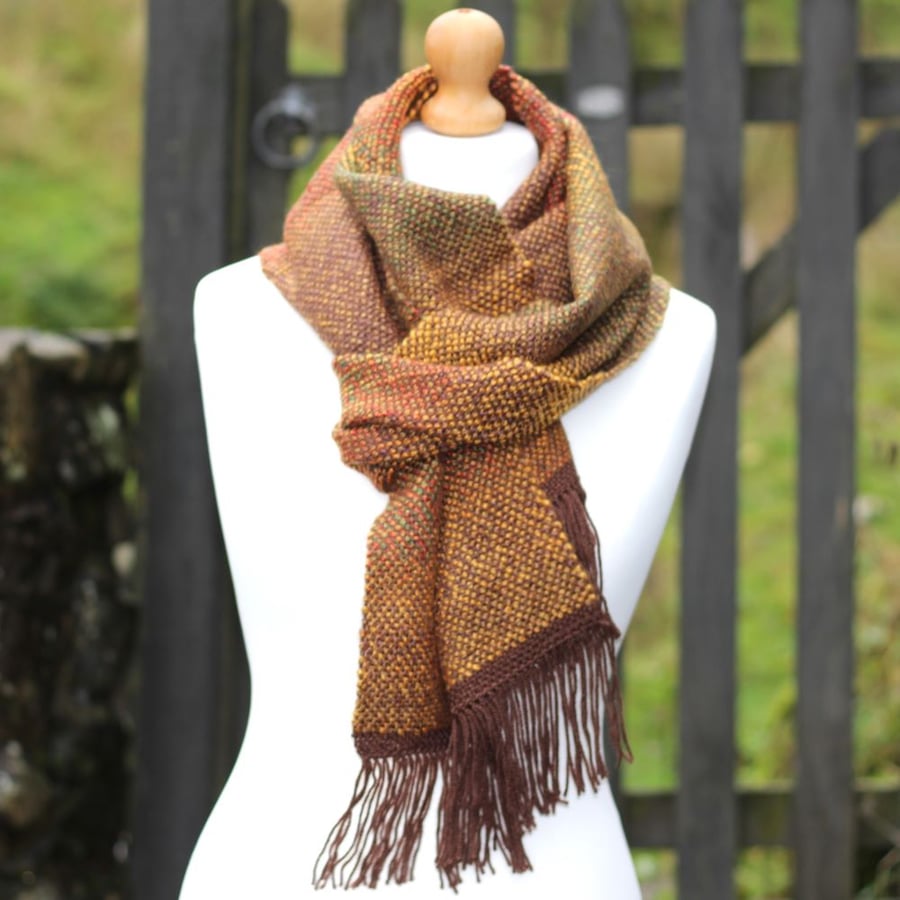 Autumn colours handwoven scarf