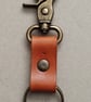 Compact Leather Keyring With Lobster Clasp and Split Ring Antique Brass Finish - Image 3