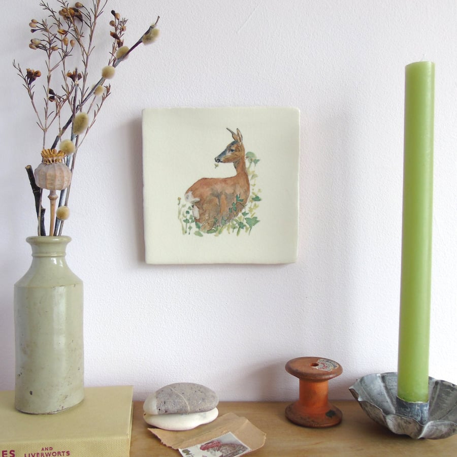 Roe Deer Ceramic Tile Wall Art