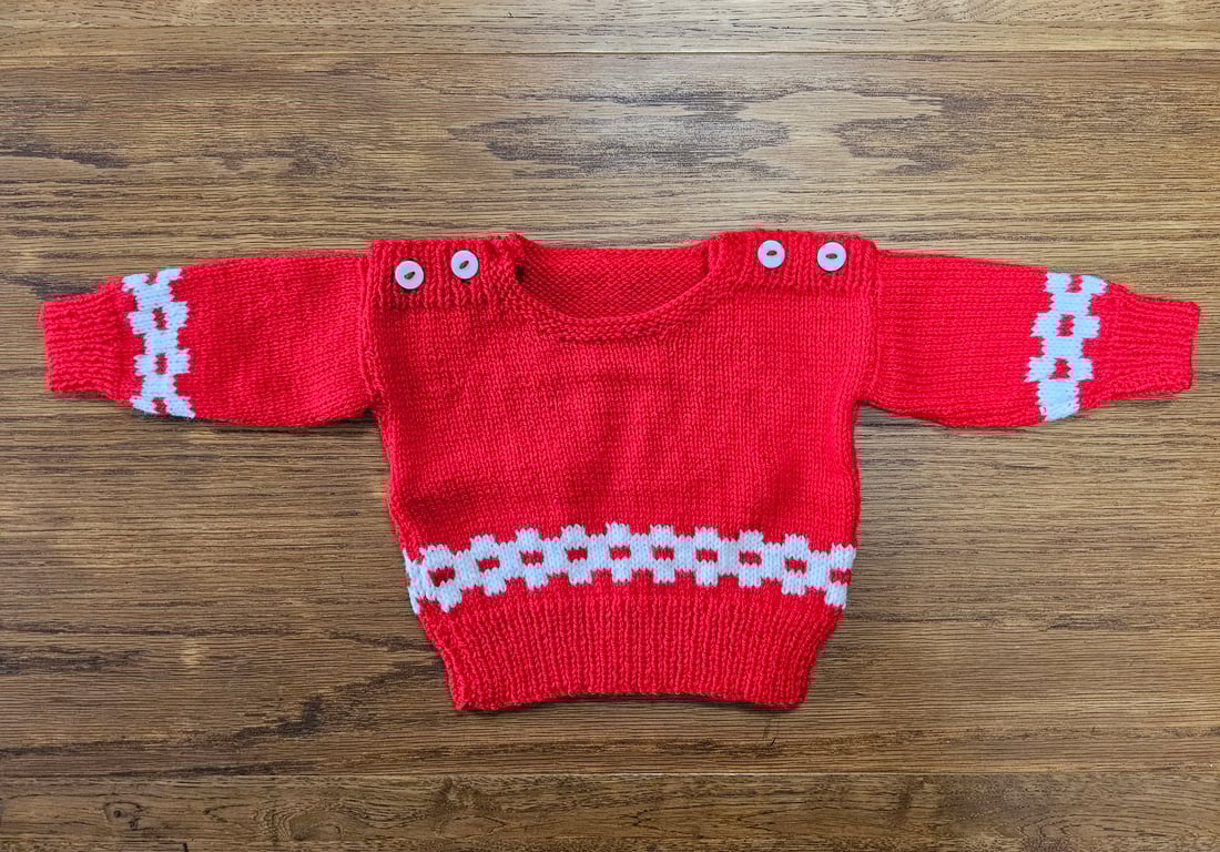 Diane's Red & White Square-Chain Baby Jumper (Age 6-12 months)