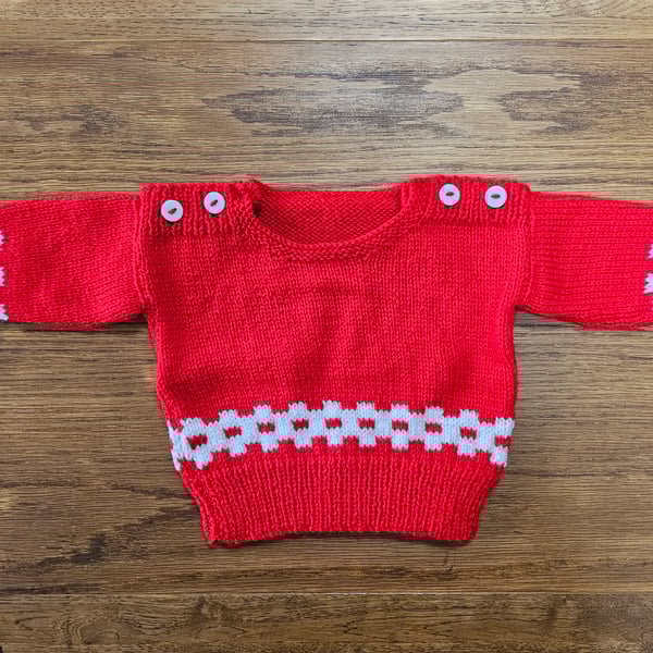 Diane's Red & White Square-Chain Baby Jumper (Age 6-12 months)