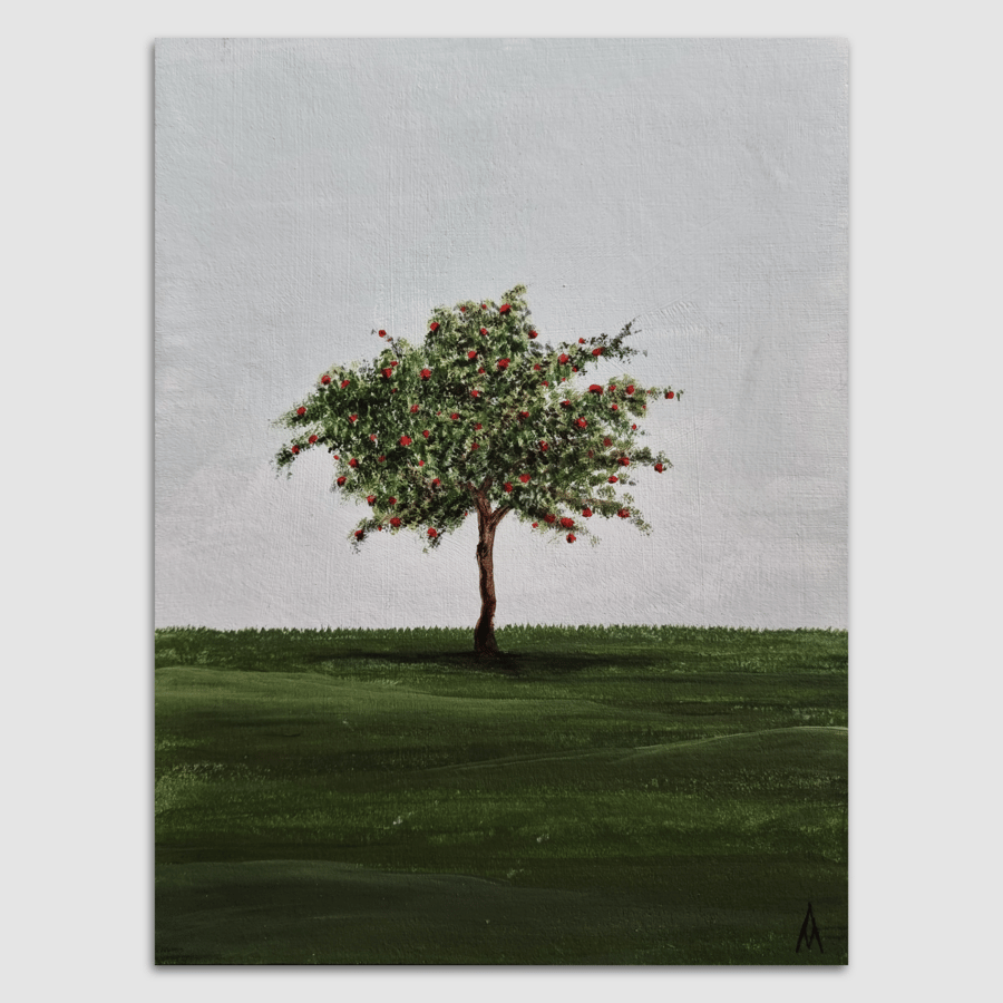 Apple Tree Painting - Original Art - Nature Lover Gift - Unframed 