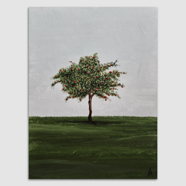 Apple Tree Painting - Original Art - Nature Lover Gift - Unframed 