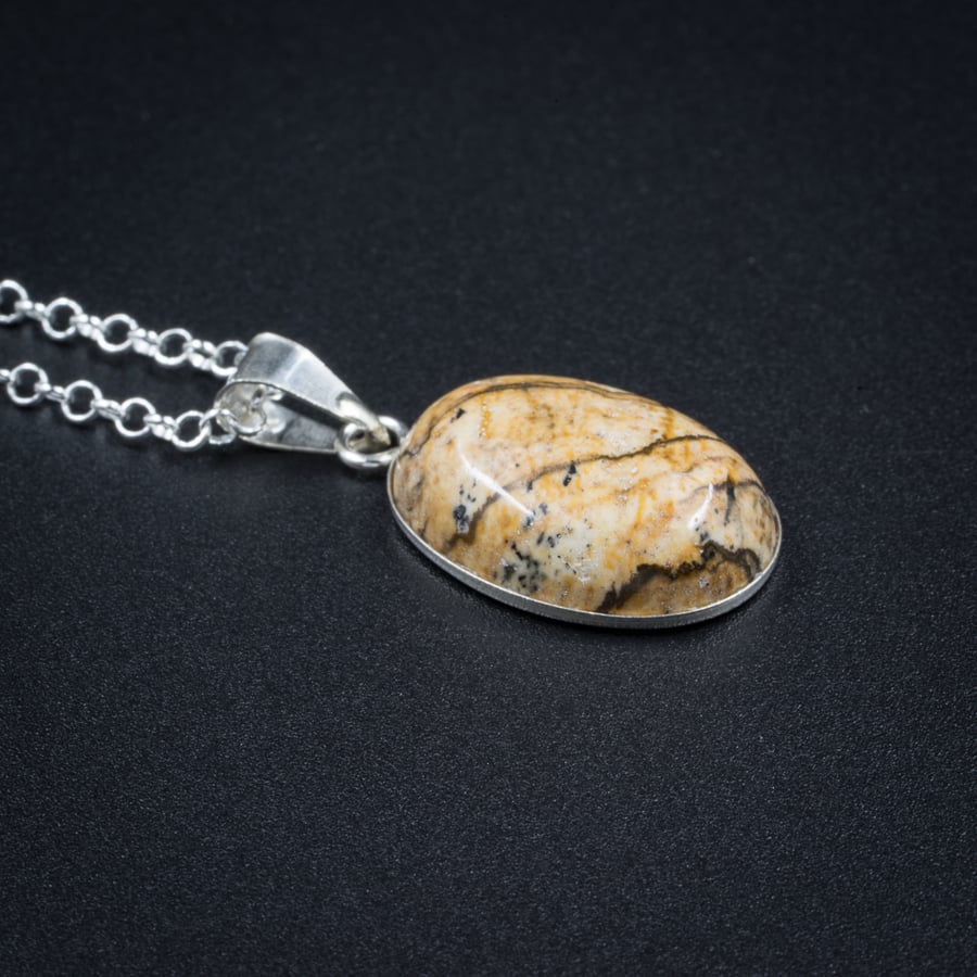 Picture Jasper and sterling silver pendant, Jasper and silver jewelry