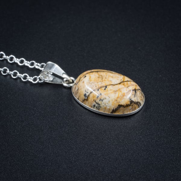 Picture Jasper and sterling silver pendant, Jasper and silver jewelry