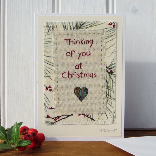 Hand-stitched words for someone you are thinking of especially this Christmas