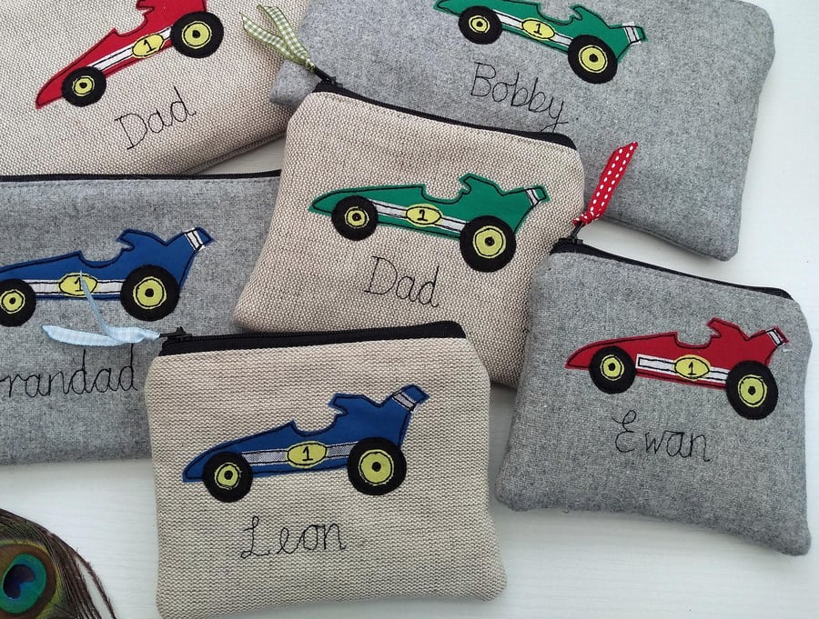 Personalised Racing Car Wallet - Custom Coin Purse Pouch Dad gift