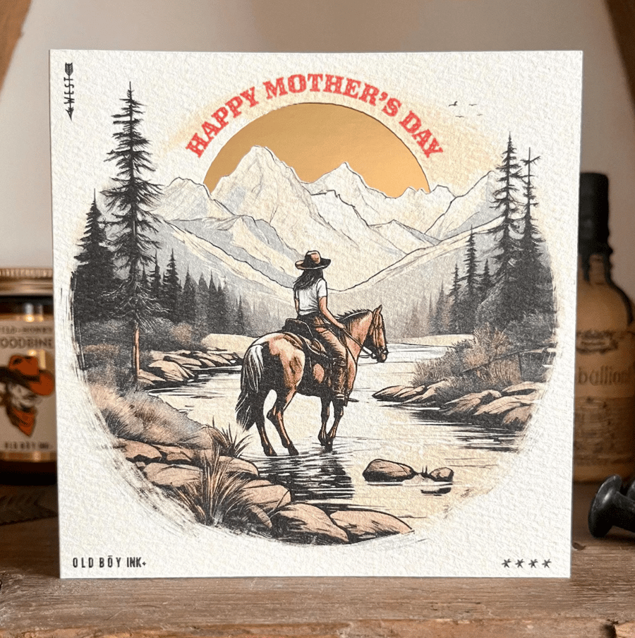 Handmade Happy Mother's Day Card - Off White & Gold