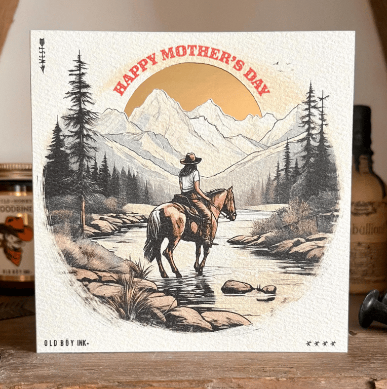 Handmade Happy Mother's Day Card - Off White & Gold
