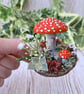 Red Mushroom Ornament - Handmade Cottagecore Shelf Decoration