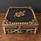 Upcycled Gothic Snake Wooden Trinket Box Black & Antique Gold Jewellery Keepsa