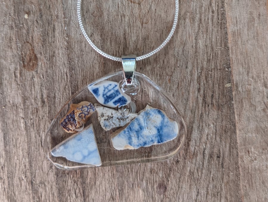 Washed Up Sea Pottery Necklace Oval