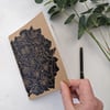 Hand Stitched Linocut Sketchbook with Botanical Design