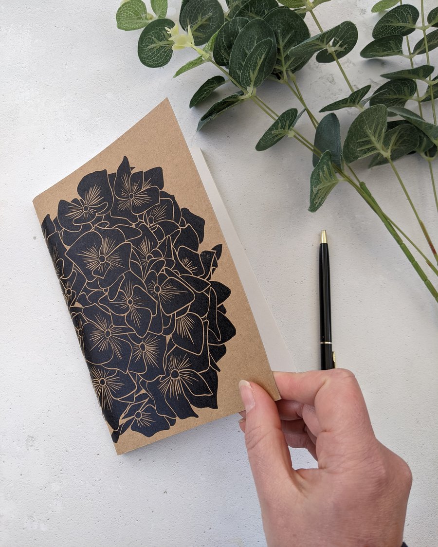 Hand Stitched Linocut Sketchbook with Botanical Design