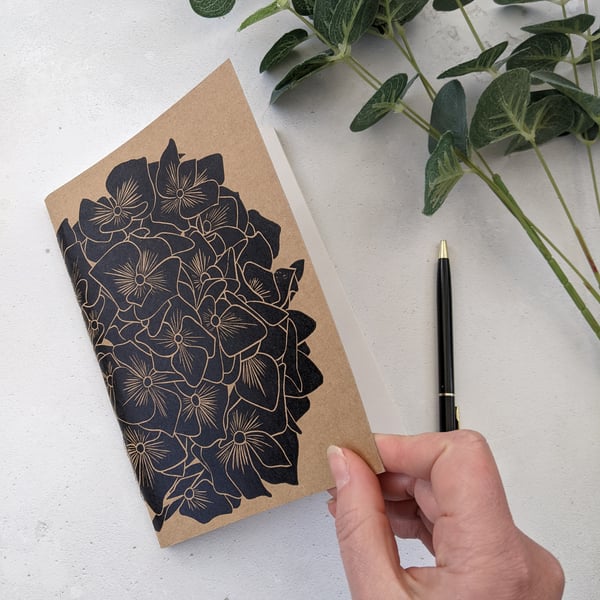 Hand Stitched Linocut Sketchbook with Botanical Design