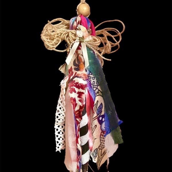 Boho Rag Angel – Handmade from Vintage Scraps & Reclaimed Treasures, One-of-a-Ki