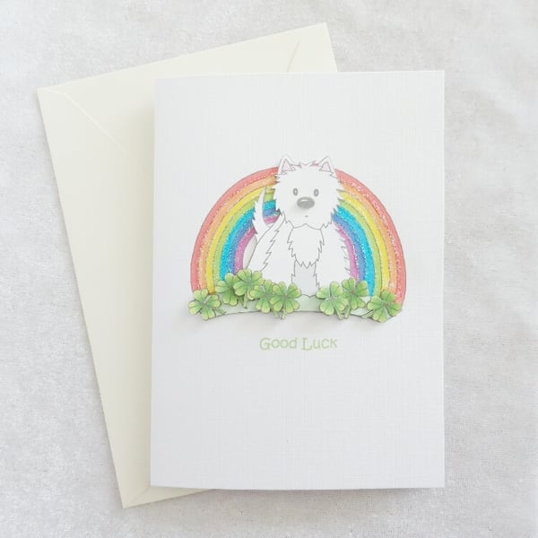 Rainbow Westie Good Luck Card