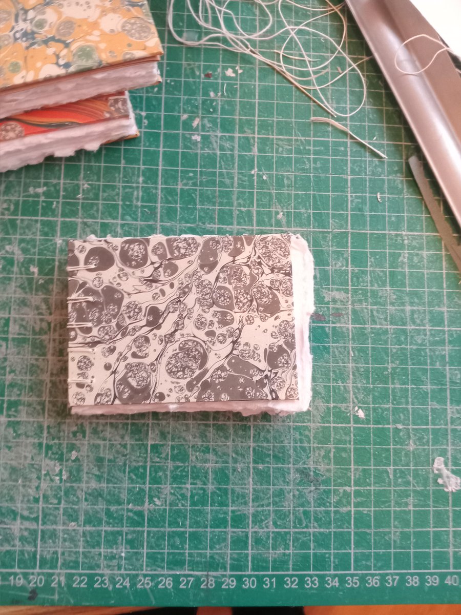 Mini A7 landscape Coptic sketchbook with Indian cotton rag paper rough made