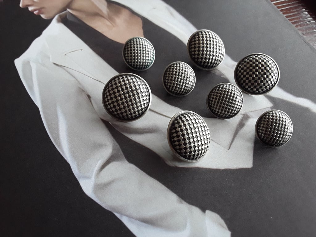 18mm and 23mm Vintage Italian designer Buttons Antique Silver