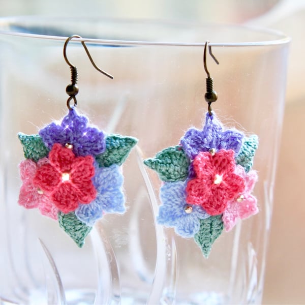 Microcrochet Spring Flowers Earrings 