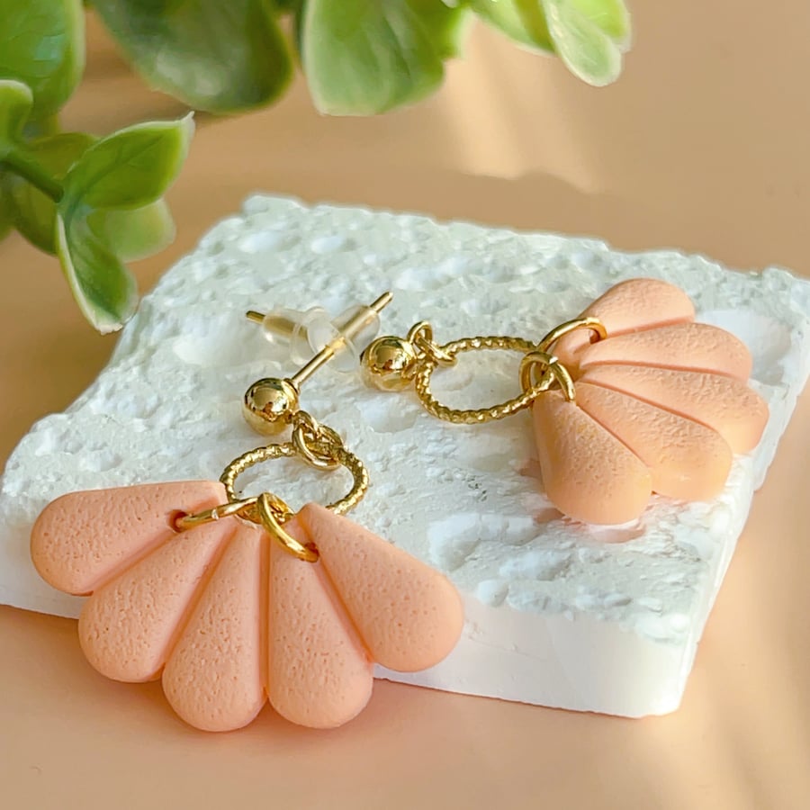 Peach Floral Earrings, Botanical Birthday Gift for Her, Floral Style