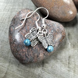 Butterfly drops with pale blue miracle bead
