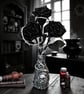 Gothic Black Leather Roses in Skull Vase – Handmade Dark Flower Arrangement - Image 5